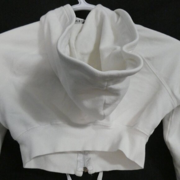 BEBE | small | White Cropped Blue Bebe Logo Hoodie | Zip Closure | Made In USA - Picture 12 of 16